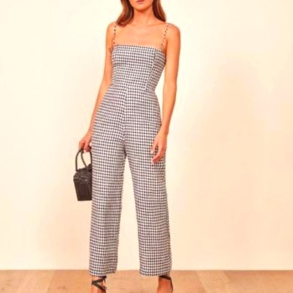 Reformation *New* Linen Gingham Jumpsuit Size 8
